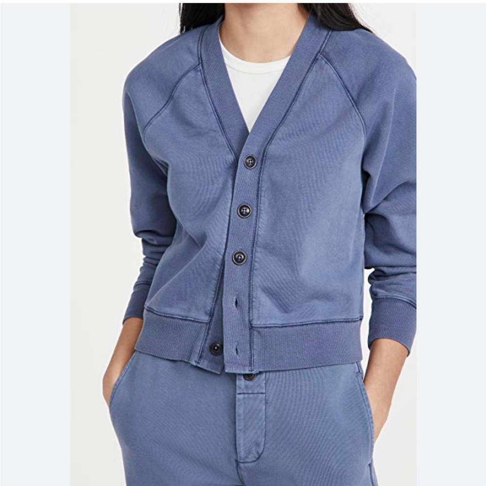 Alex Mill Blue Button-Up Sweatshirt